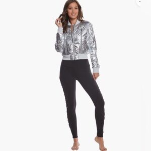 Metallic Silver Bomber Jacket - Shiny Lightweight Jacket
